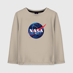 Лонгслив хлопковый детский NASA: Cosmic Logo, цвет: миндальный