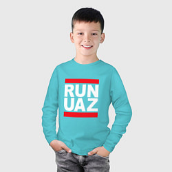 Лонгслив хлопковый детский Run UAZ, цвет: бирюзовый — фото 2