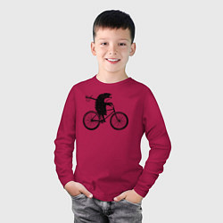 Лонгслив хлопковый детский Ежик на велосипеде, цвет: маджента — фото 2
