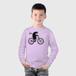 Лонгслив хлопковый детский Ежик на велосипеде, цвет: лаванда — фото 2