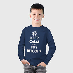 Лонгслив хлопковый детский Keep Calm & Buy Bitcoin, цвет: тёмно-синий — фото 2