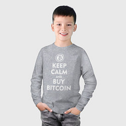 Лонгслив хлопковый детский Keep Calm & Buy Bitcoin, цвет: меланж — фото 2