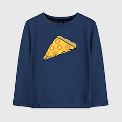 Лонгслив хлопковый детский Bitcoin Pizza, цвет: тёмно-синий