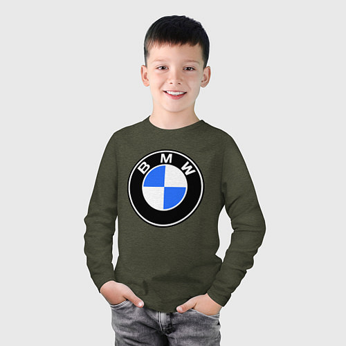 Детский лонгслив Logo BMW / Меланж-хаки – фото 3