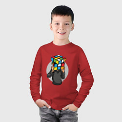 Лонгслив хлопковый детский Головоломка Рубика, цвет: красный — фото 2