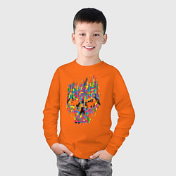 Лонгслив хлопковый детский Череп, цвет: оранжевый — фото 2