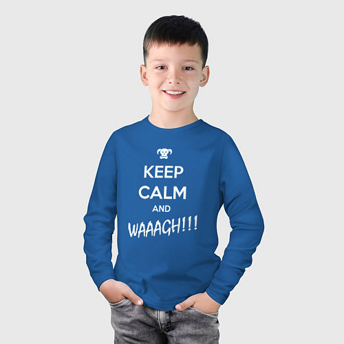 Детский лонгслив Keep Calm & WAAAGH / Синий – фото 3