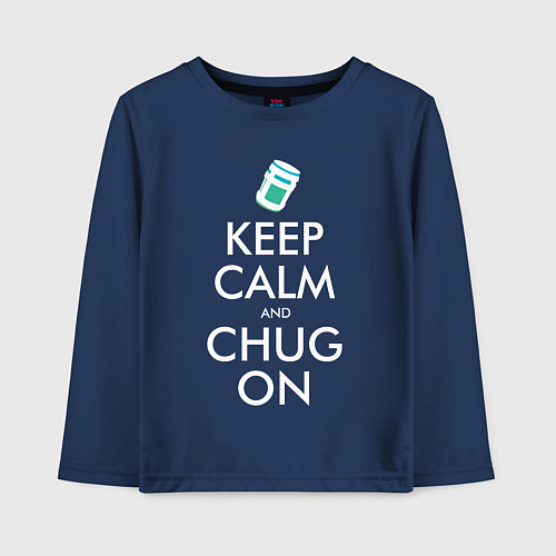 Детский лонгслив Keep Calm & Chug on / Тёмно-синий – фото 1