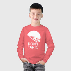 Лонгслив хлопковый детский Elon: Don't Panic, цвет: коралловый — фото 2