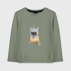 Лонгслив хлопковый детский Pugicorn, цвет: авокадо