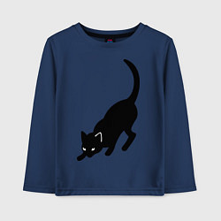 Лонгслив хлопковый детский ЧернаяБелая кошечка, цвет: тёмно-синий