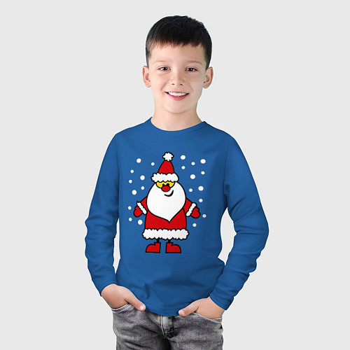 Детский лонгслив Веселый Дед Мороз / Синий – фото 3