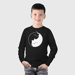 Лонгслив хлопковый детский Котики Инь Янь, цвет: черный — фото 2