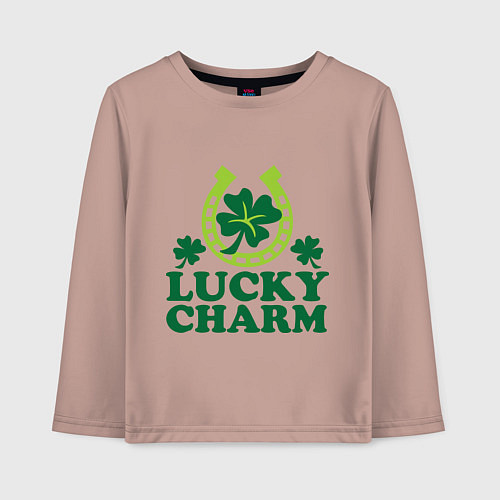 Детский лонгслив Lucky charm - подкова / Пыльно-розовый – фото 1