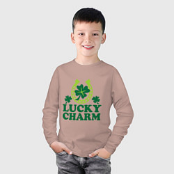 Лонгслив хлопковый детский Lucky charm - подкова, цвет: пыльно-розовый — фото 2