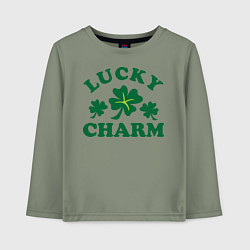 Лонгслив хлопковый детский Lucky charm - клевер, цвет: авокадо