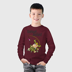 Лонгслив хлопковый детский Клевый рыбак, цвет: меланж-бордовый — фото 2