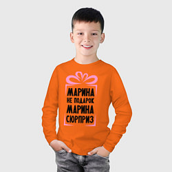 Лонгслив хлопковый детский Марина не подарок, цвет: оранжевый — фото 2