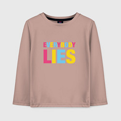 Лонгслив хлопковый детский Everybody Lies, цвет: пыльно-розовый