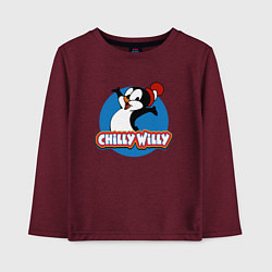 Лонгслив хлопковый детский Chilly Willy, цвет: меланж-бордовый