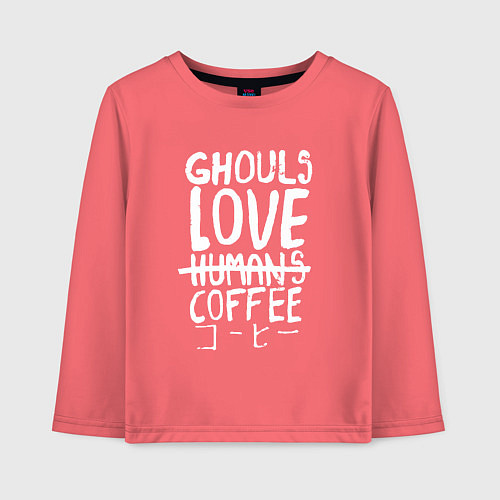 Детский лонгслив Ghouls Love Coffee / Коралловый – фото 1