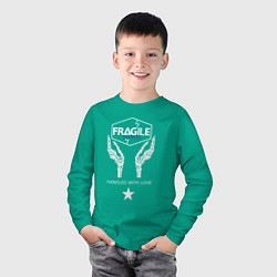 Лонгслив хлопковый детский Fragile Express, цвет: зеленый — фото 2