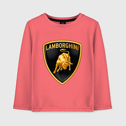 Лонгслив хлопковый детский Lamborghini logo, цвет: коралловый
