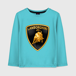 Лонгслив хлопковый детский Lamborghini logo, цвет: бирюзовый