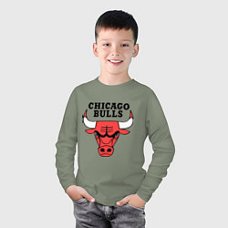 Лонгслив хлопковый детский Chicago Bulls, цвет: авокадо — фото 2