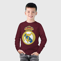 Лонгслив хлопковый детский Real Madrid FC, цвет: меланж-бордовый — фото 2
