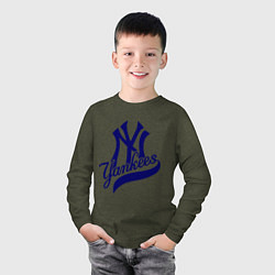 Лонгслив хлопковый детский NY - Yankees, цвет: меланж-хаки — фото 2