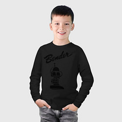 Лонгслив хлопковый детский Bender monochrome, цвет: черный — фото 2