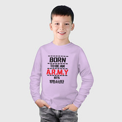 Лонгслив хлопковый детский Born to be an ARMY BTS, цвет: лаванда — фото 2