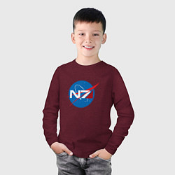 Лонгслив хлопковый детский NASA N7, цвет: меланж-бордовый — фото 2