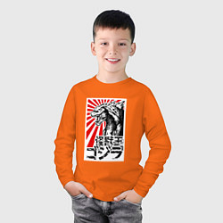 Лонгслив хлопковый детский Godzilla Poster, цвет: оранжевый — фото 2
