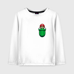 Лонгслив хлопковый детский Марио в кармане, цвет: белый