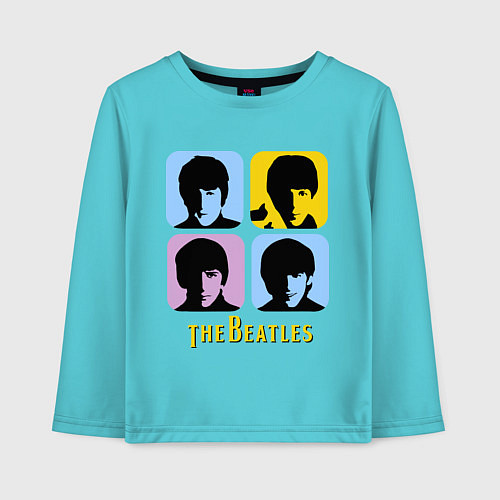 Детский лонгслив The Beatles: pop-art / Бирюзовый – фото 1