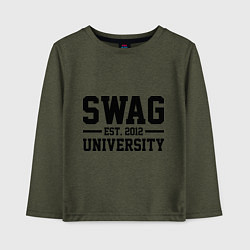 Лонгслив хлопковый детский Swag University, цвет: меланж-хаки