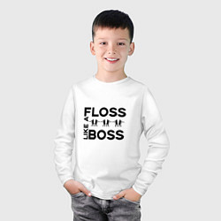 Лонгслив хлопковый детский Floss like a boss, цвет: белый — фото 2
