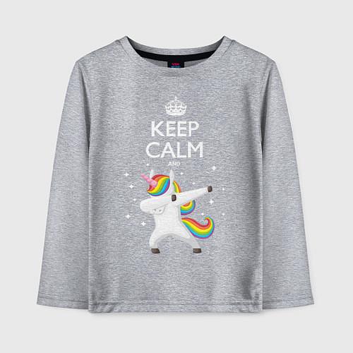 Детский лонгслив Keep Calm & Dab Unicorn / Меланж – фото 1