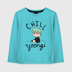 Лонгслив хлопковый детский Chill Yoongi, цвет: бирюзовый