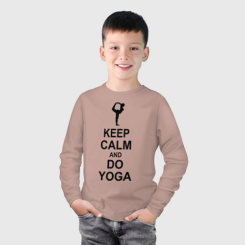 Детский лонгслив Keep Calm & Do Yoga / Пыльно-розовый – фото 3