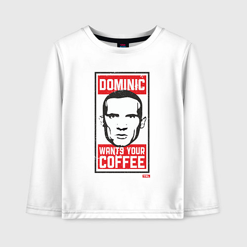 Детский лонгслив Dominic wants your coffee / Белый – фото 1