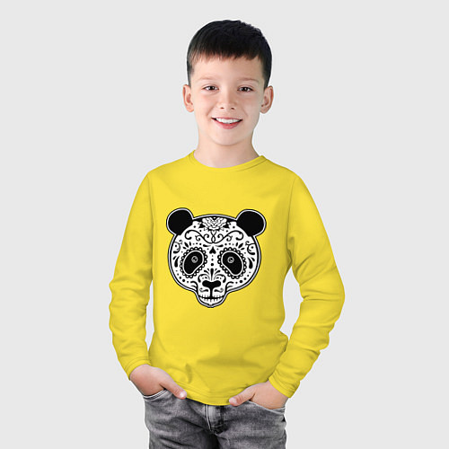 Детский лонгслив Панда c узорами / Желтый – фото 3