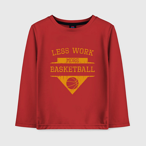 Детский лонгслив Less work more Basketball / Красный – фото 1