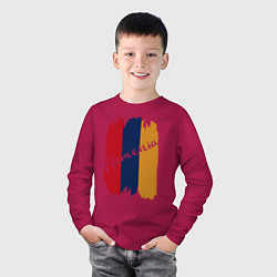 Лонгслив хлопковый детский Armenia in my heart, цвет: маджента — фото 2