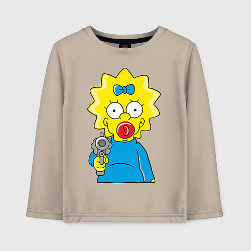Детский лонгслив Мэгги с револьвером / Миндальный – фото 1