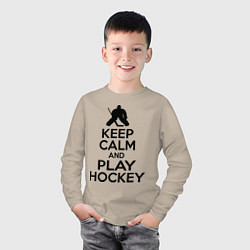 Лонгслив хлопковый детский Keep Calm & Play Hockey, цвет: миндальный — фото 2