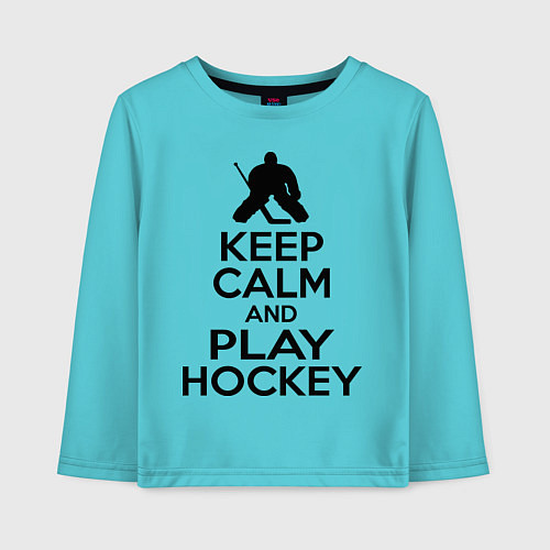 Детский лонгслив Keep Calm & Play Hockey / Бирюзовый – фото 1