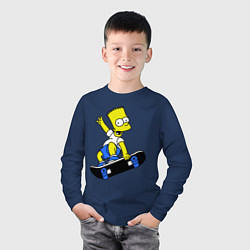 Лонгслив хлопковый детский Барт на скейте, цвет: тёмно-синий — фото 2